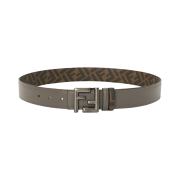 Fendi FF Rounded Reversible Leather Belt Grey
