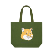 Maison Kitsune Fox Head Tote Bag Dark Khaki
