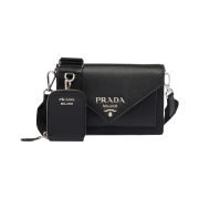 Prada Saffiano Leather Mini Envelope Bag Black