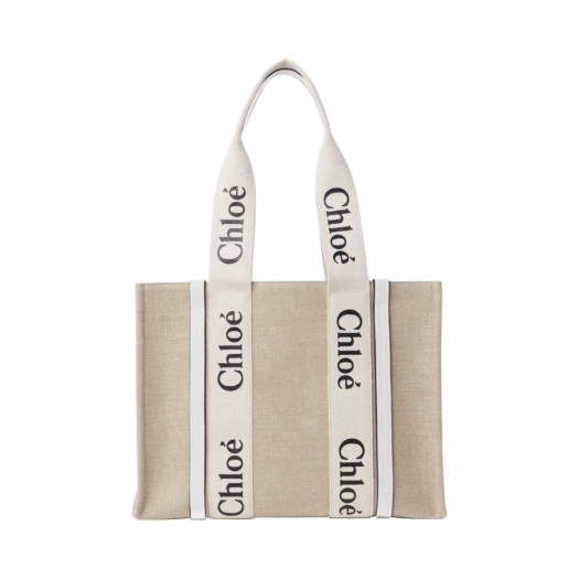 Chloe Woody Medium Tote Bag White