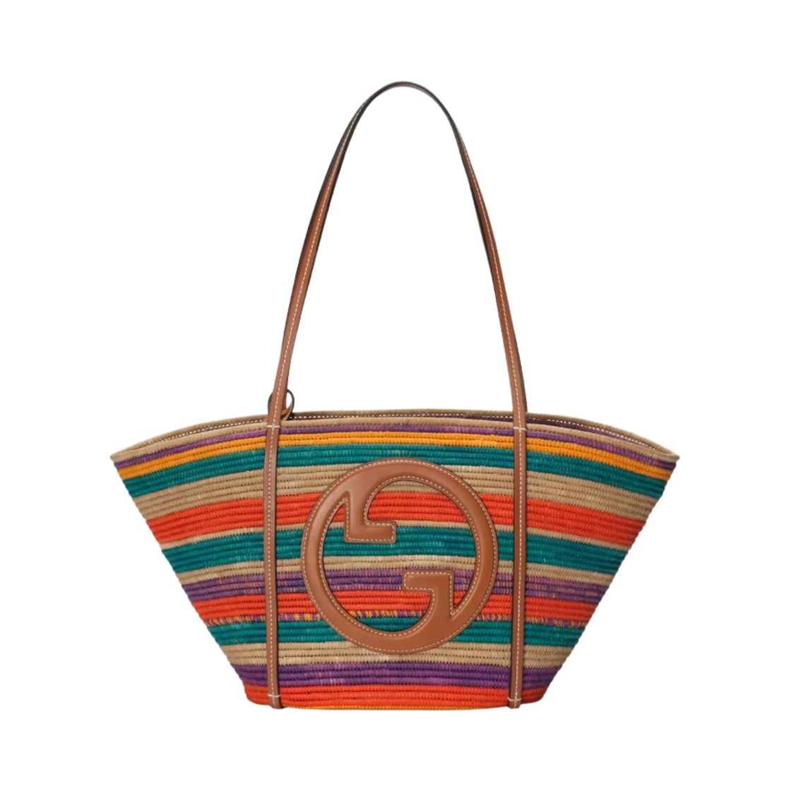 구찌 토트백 라운드 인터로킹 G 내츄럴 라피아(Gucci Tote Bag with Round Interlocking G Natural Raffia) - 1