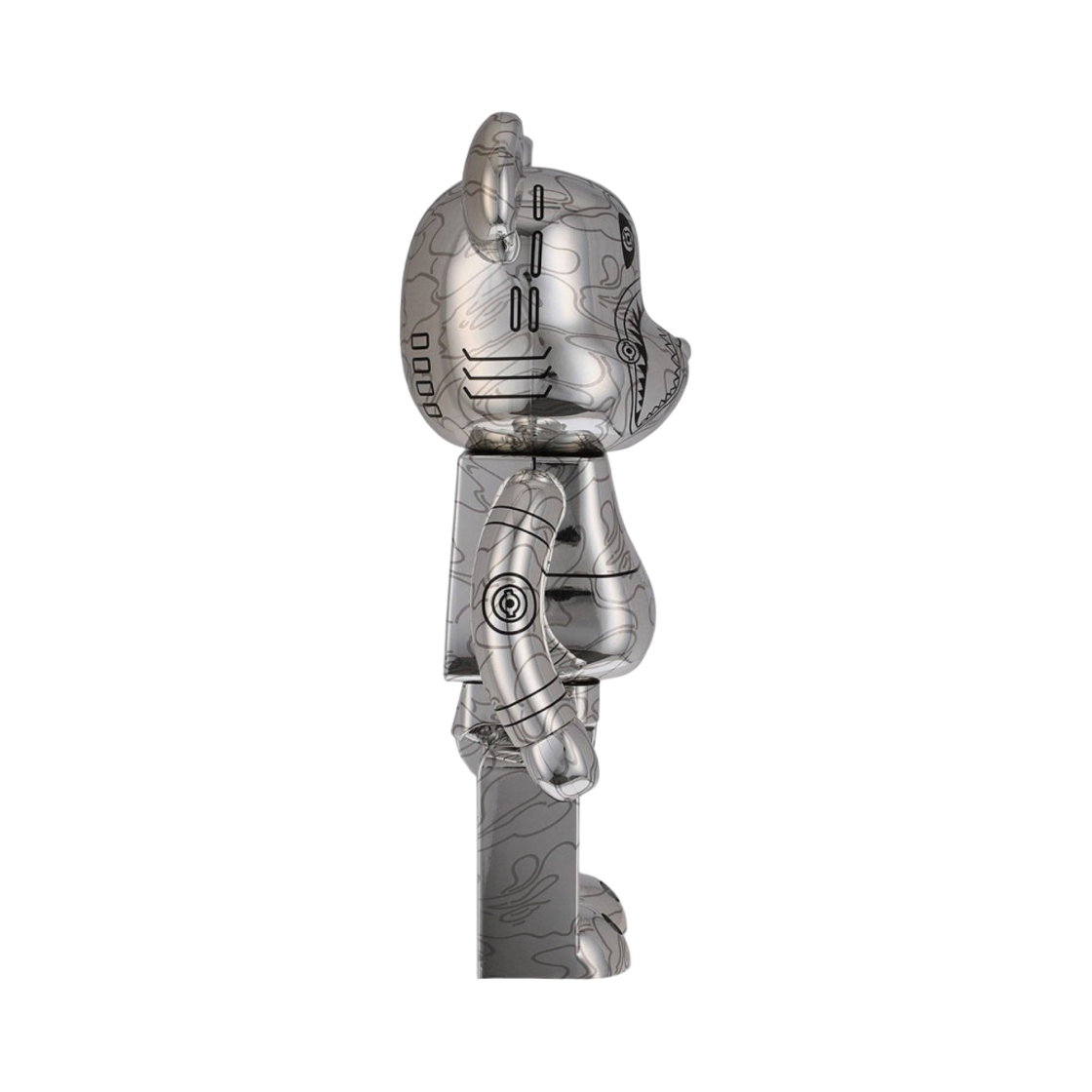 베어브릭 x 베이프 x 하지메 소라야마 카모 샤크 1000% 실버(Bearbrick x BAPE x Hajime Sorayama Camo Shark 1000% Silver) - 2