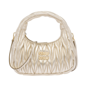 Miu Miu Wander Matelasse Nappa Leather Mini Hobo Bag Pyrite