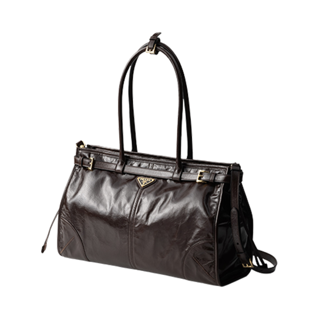 프라다 라지 레더 핸드백 다크 브라운(Prada Large Leather Handbag Dark Brown) - 2