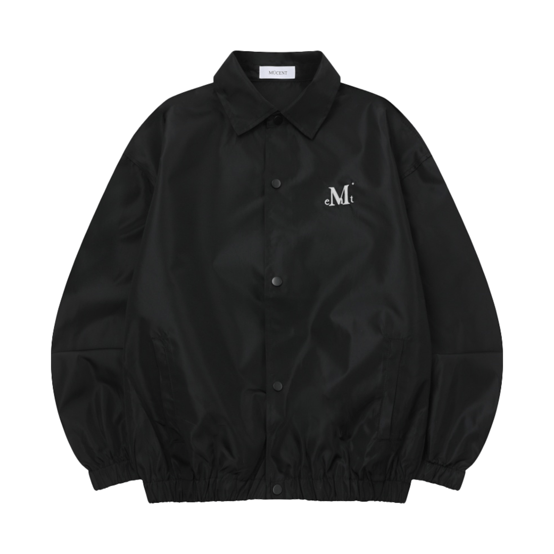 무센트 시그니처 메인 심볼 코치 자켓 블랙 (화이트 로고)(MUCENT Signature Main Symbol Coach Jacket Black (White Logo))