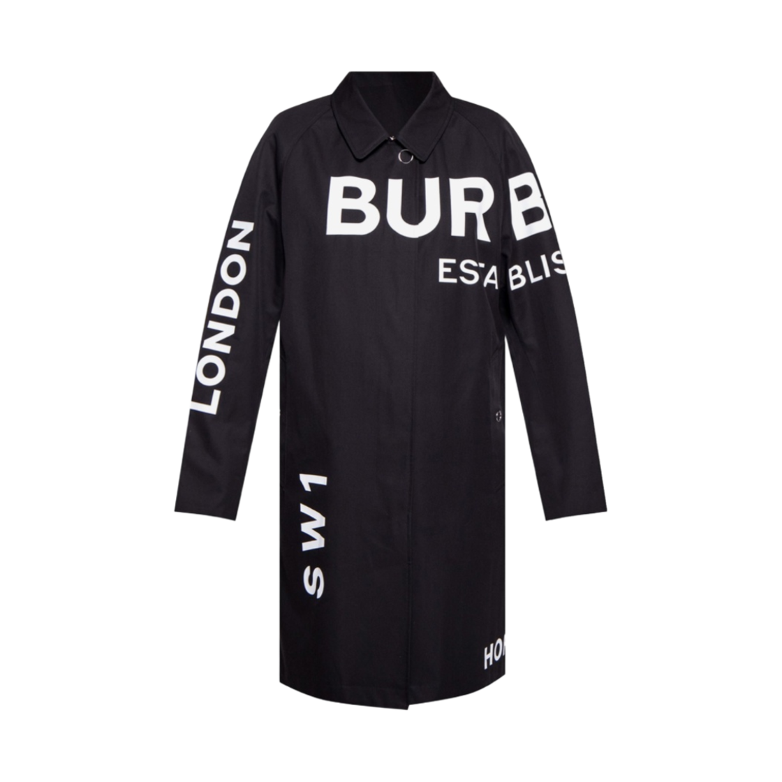 (W) 버버리 안토니아 프린티드 코튼 트렌치 코트 블랙((W) Burberry Antonia Printed Cotton Trench Coat Black) - 1