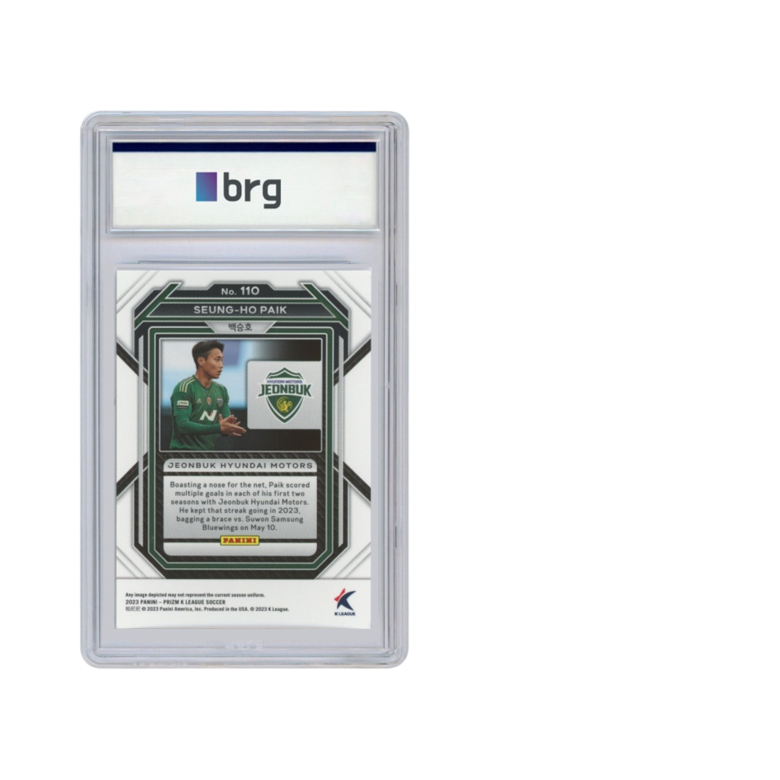 파니니 프리즘 K 리그 K 리그 1 #110 전북 현대 모터스 백승호 베이스 축구 카드 2023(Panini Prizm K League K League 1 #110 Jeonbuk Hyundai Motors Paik Seung Ho Base Soccer Card 2023) - 2