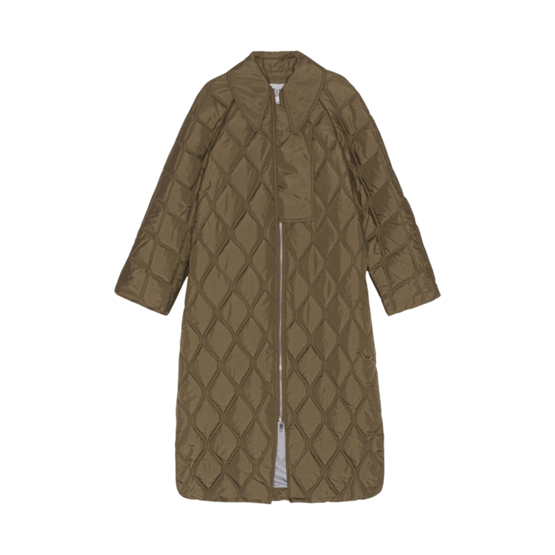(W) 가니 립스탑 퀼트 코트 티크((W) Ganni Ripstop Quilt Coat Teak)