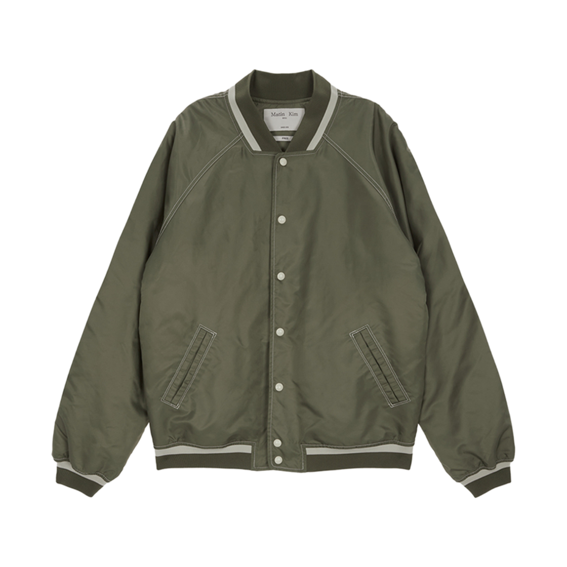 MK2411JP002M (W) Matin Kim Raglan Stitch Varsity Jumper Khaki