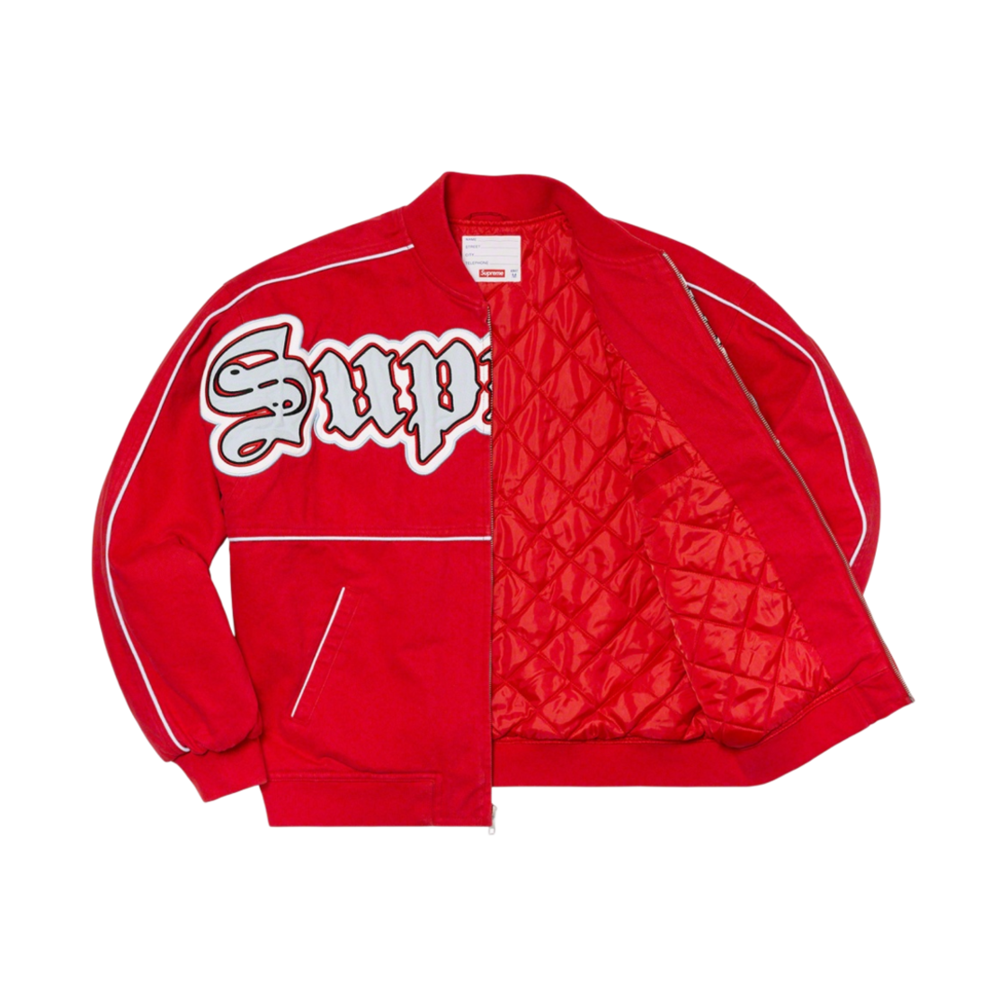 슈프림 트윌 올드 잉글리쉬 바시티 자켓 레드 - 21SS(Supreme Twill Old English Varsity Jacket Red - 21SS) - 2
