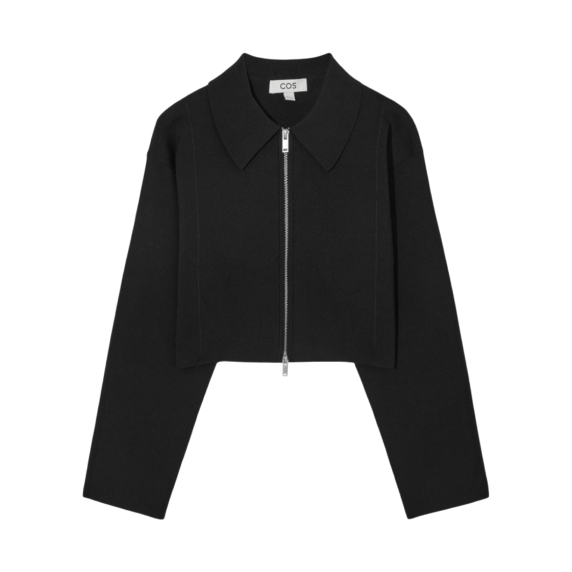 (W) 코스 크롭 밀라노 니트 자켓 블랙((W) COS Cropped Milano-Knit Jacket Black)