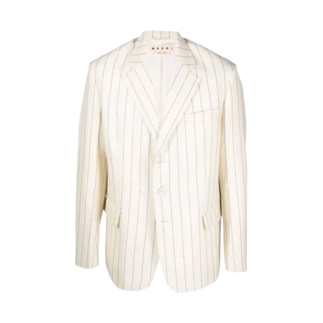 GUMU0080U0-UTW951-STW06 Marni Striped Virgin Wool Jacket Ivory Blue
