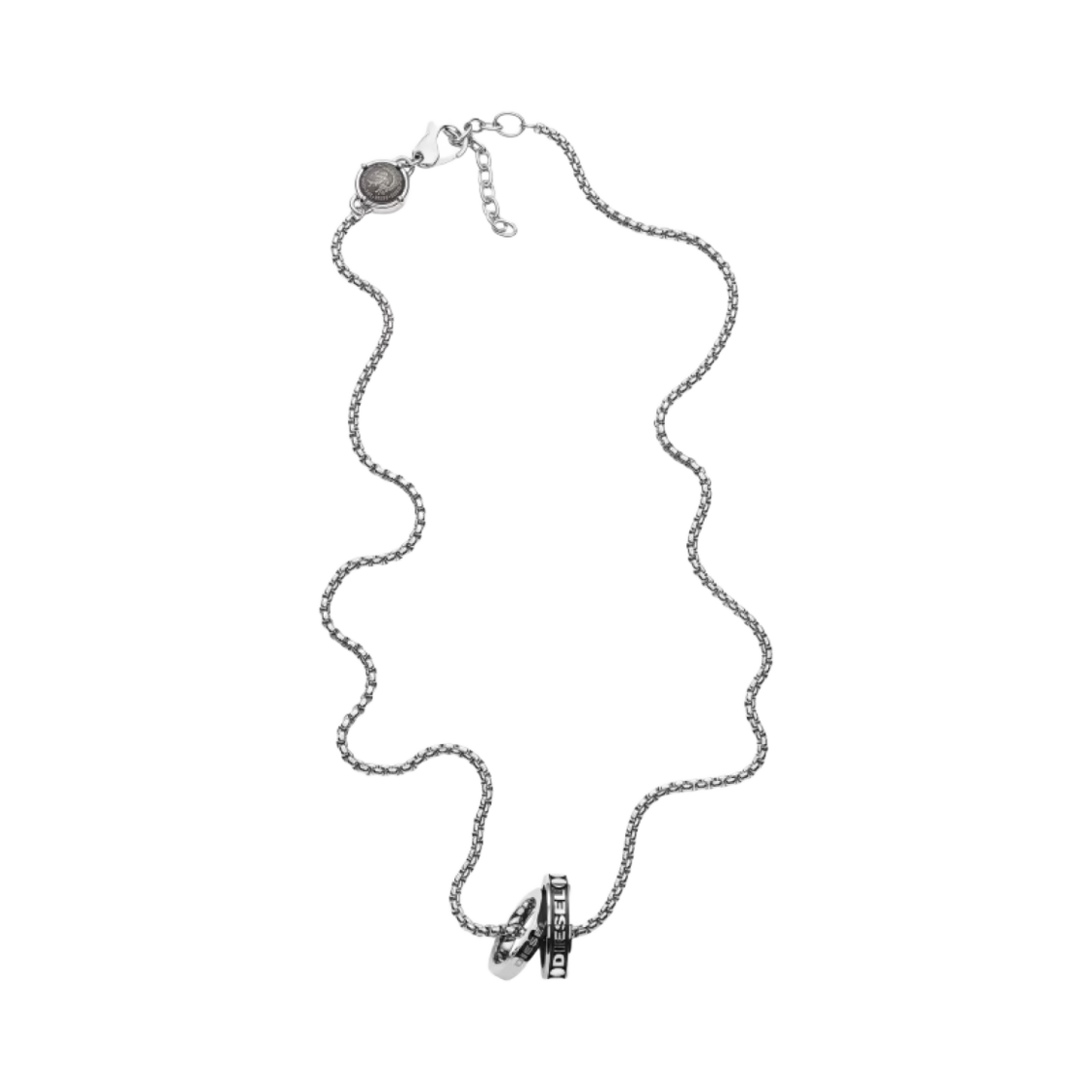 디젤 Dx1168040 스테인리스 스틸 더블 팬던트 네크리스 실버(Diesel Dx1168040 Stainless Steel Double Pendant Necklace Silver)