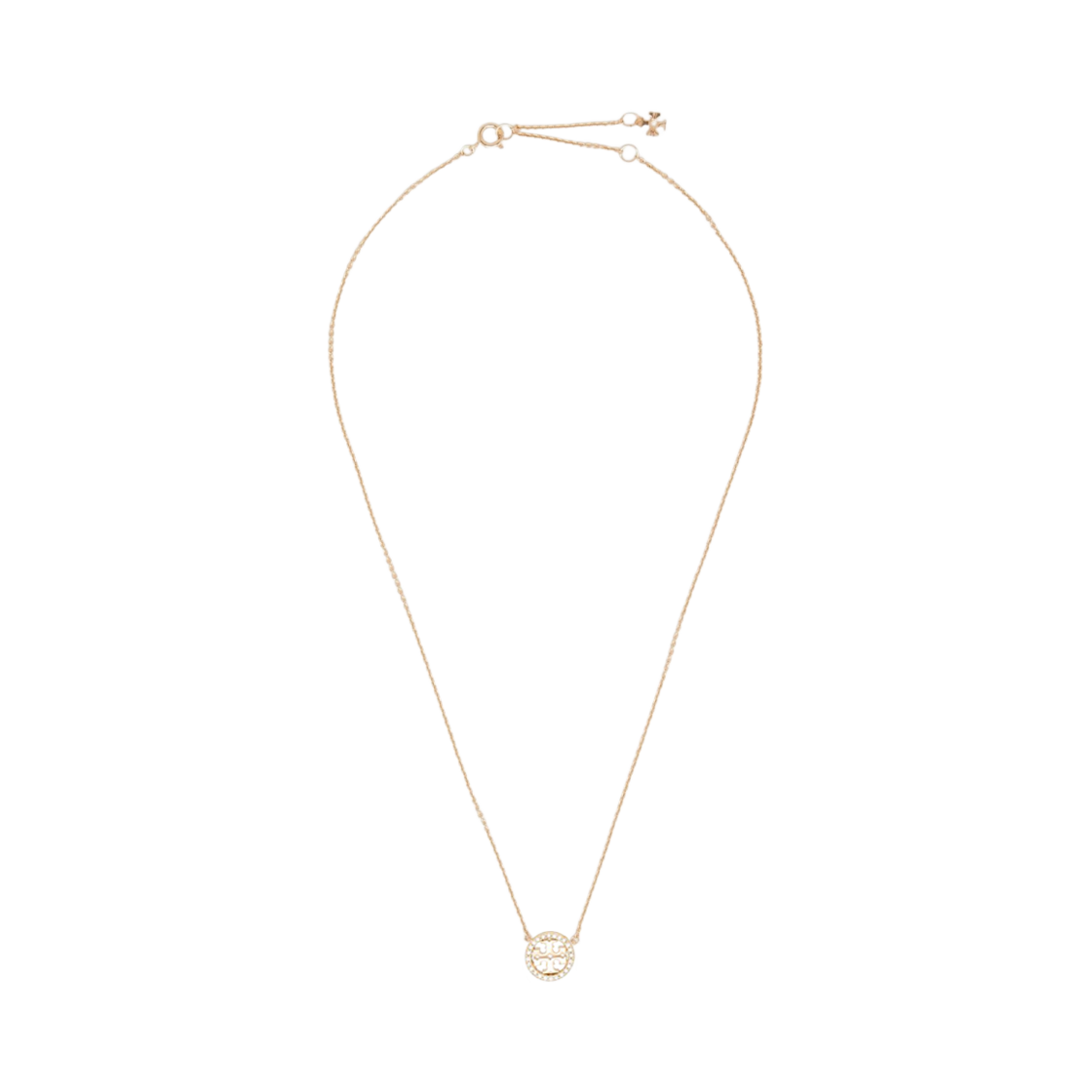 53420-783 (W) Tory Burch Miller Pave Logo Delicate Necklace Tory Gold Crystal