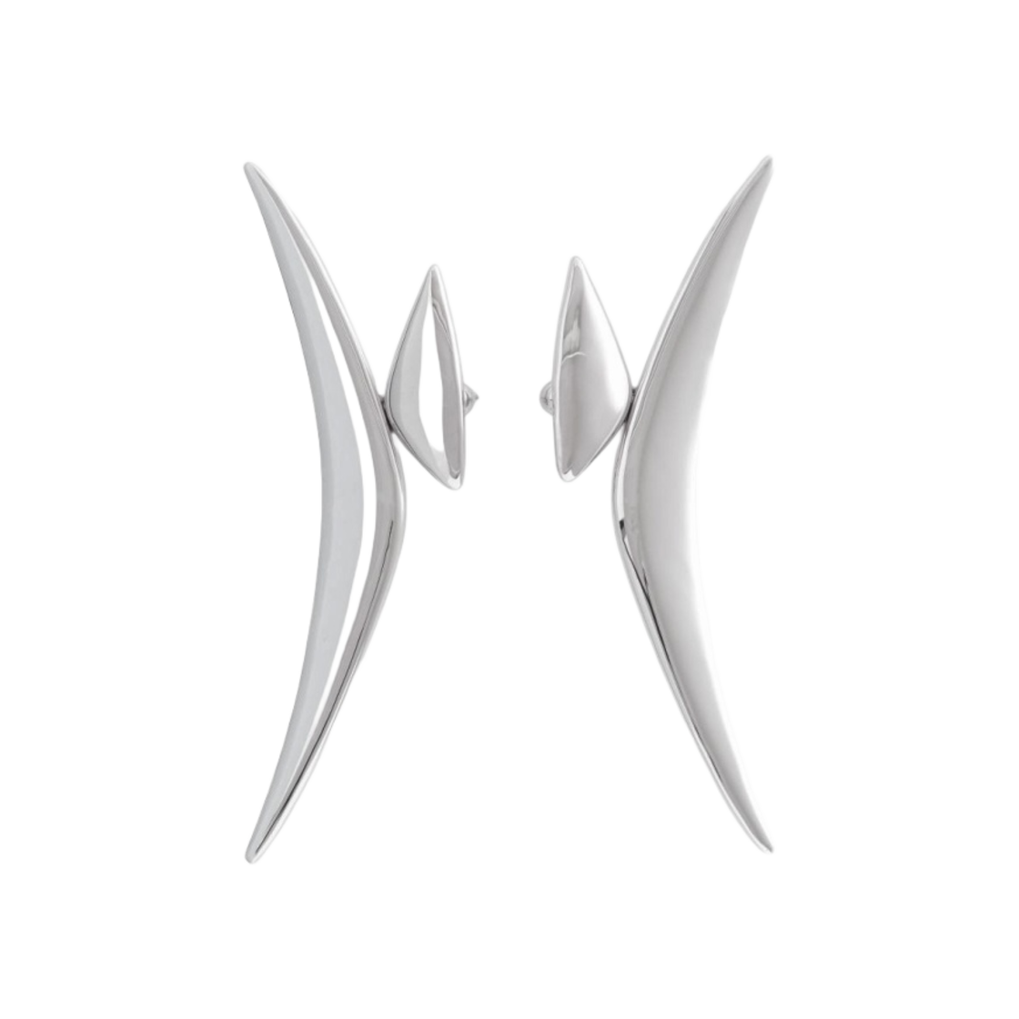 (W) 에이치앤엠 x 뮈글러 부메랑 이어링 실버((W) H&M x Mugler Boomerang Earrings Silver) - 1