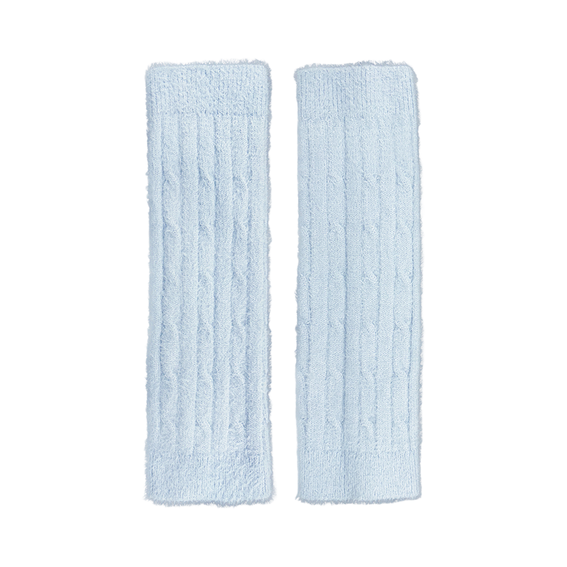 K24AWUAC01SK Knitted Hairy Fur Cable Hand Warmer Women Sky