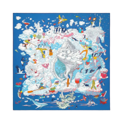 (W) Hermes Carres Sur Mon Nuage Scarf 90 Bleu Moyen Ciel Multicolore