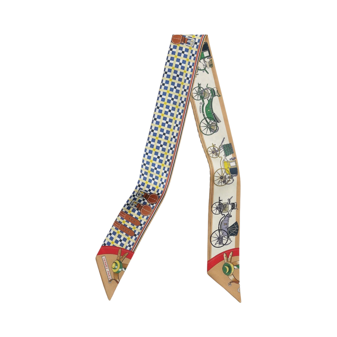 H064108S06 (W) Hermes Les Voitures Nouvelles Twilly Bleu Beige Rouge