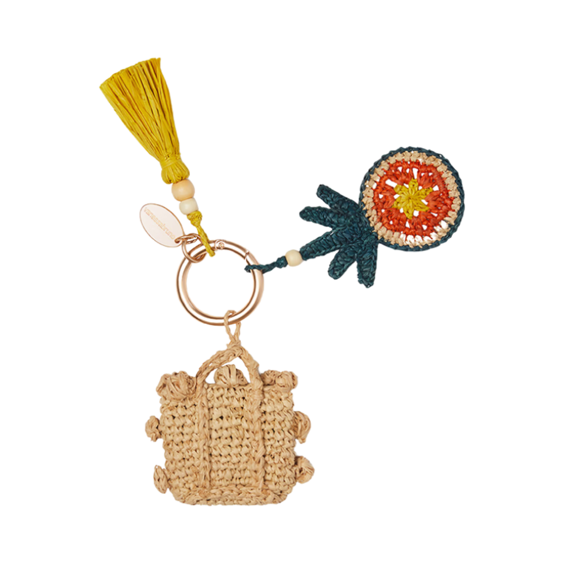 2EVE96-V42938-100 Vanessa Bruno Raffia Pineapple Charm Multicoloured