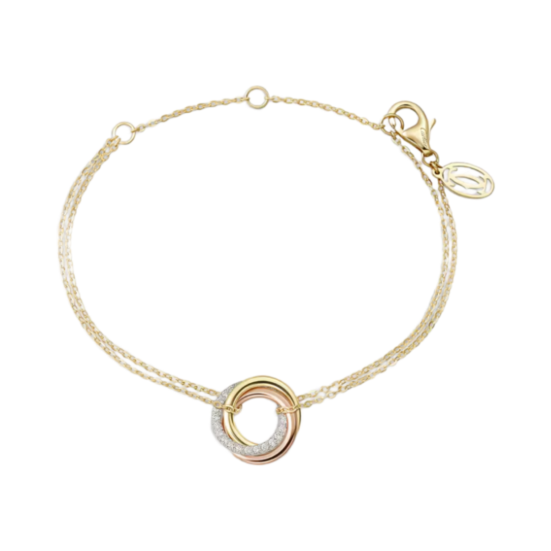 (W) 까르띠에 트리니티 브레이슬릿 화이트 골드 옐로우 골드 핑크 골드 다이아몬드((W) Cartier Trinity Bracelet White Gold Yellow Gold Pink Gold Diamond)