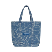 Supreme Gonz Map Denim Tote Washed Blue - 19SS