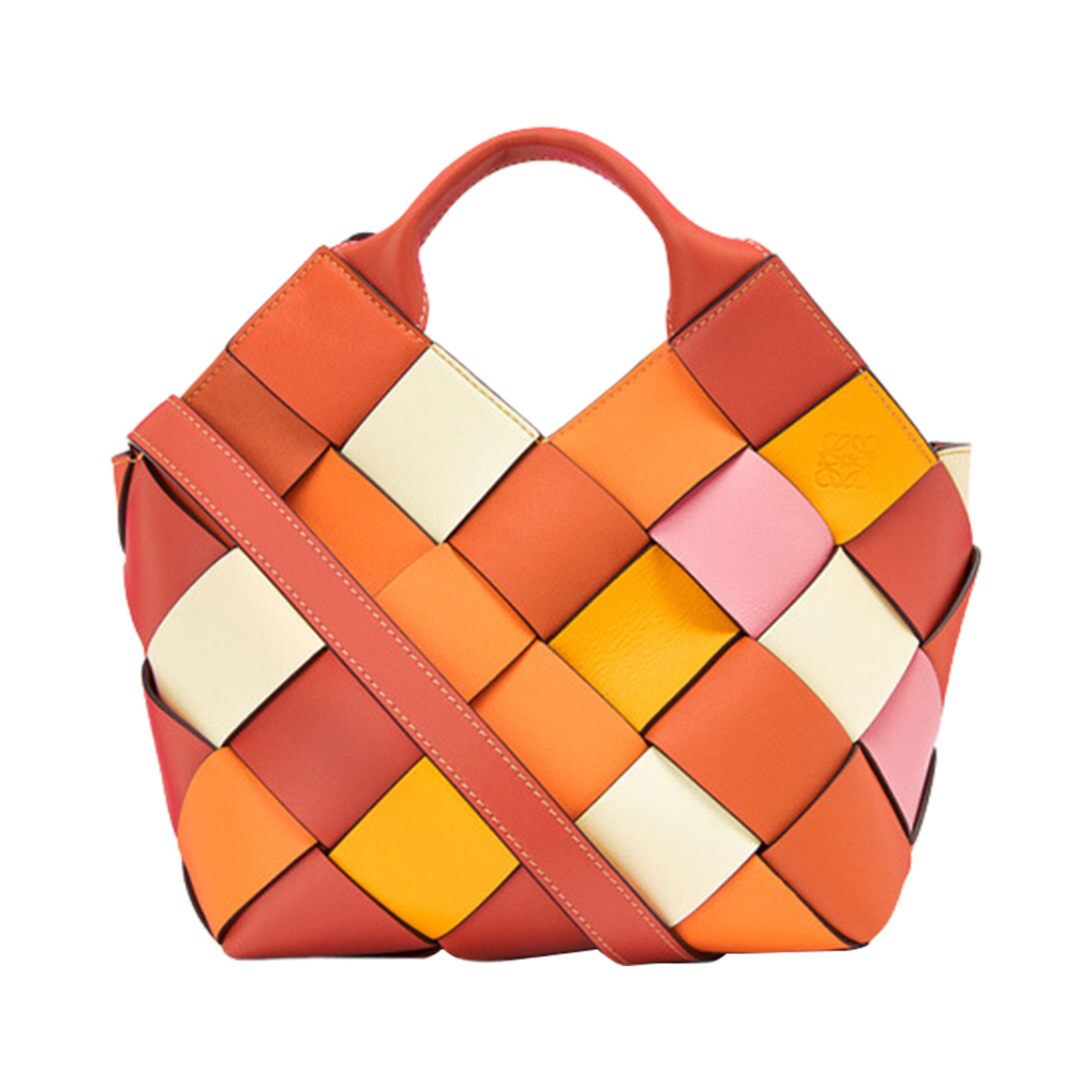 로에베 스몰 서플러스 레더 우븐 베스킷백 인 카프스킨 오렌지 오렌지(Loewe Small Surplus Leather Woven Basket Bag in Calfskin Orange Orange) - 1