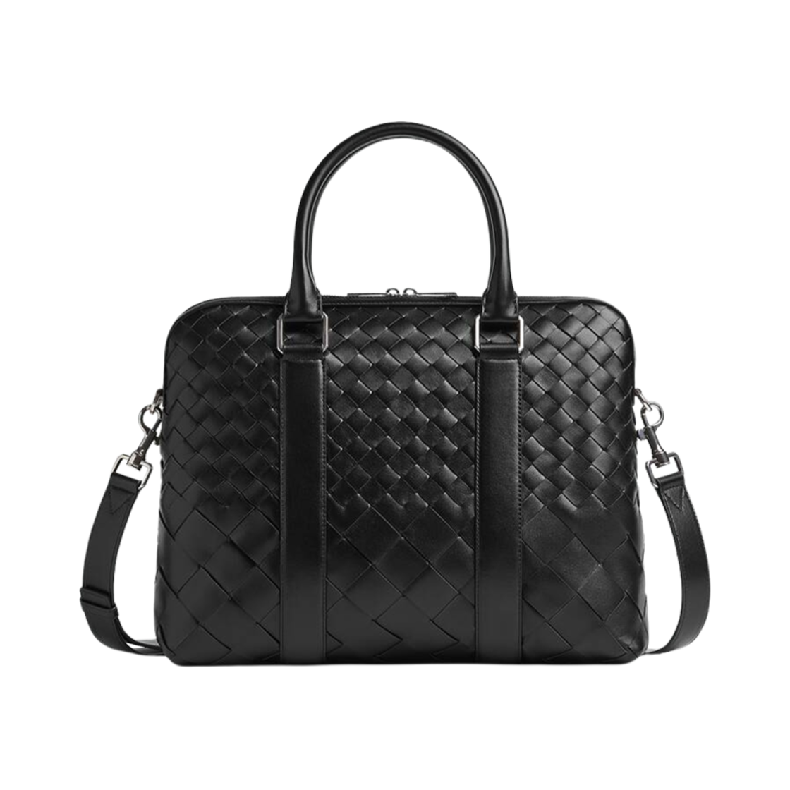 778081V3R518803 Bottega Veneta Slim Intrecciato Briefcase Black - 대표 이미지 #1