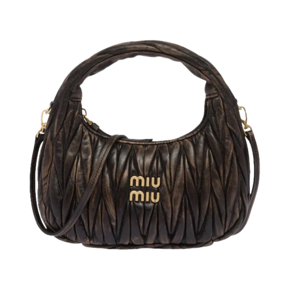 미우 미우 완더 마테라쎄 나파 레더 미니 호보백 샌드 커피(Miu Miu Wander Matelasse Nappa Leather Mini Hobo Bag Sand Coffee) - 1