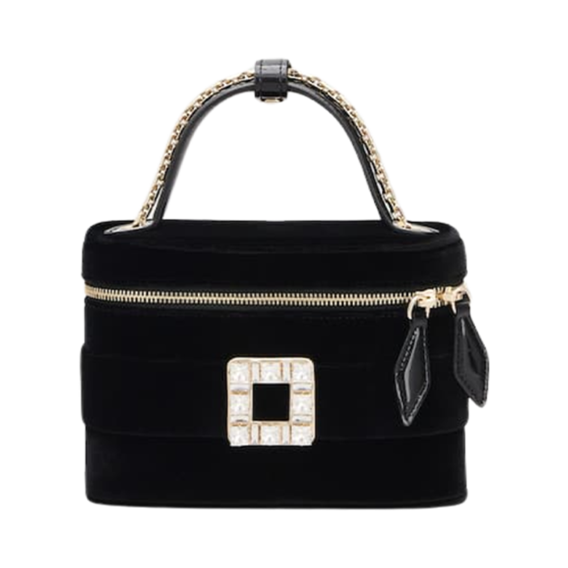 RBWANMH0000MTKB999 Roger Vivier Vanity Strass Buckle Velvet Micro Bag Black