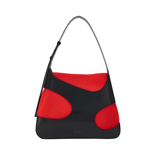 Ferragamo Large Shoulder Bag with Cut-Out Detailing Black Flame Red