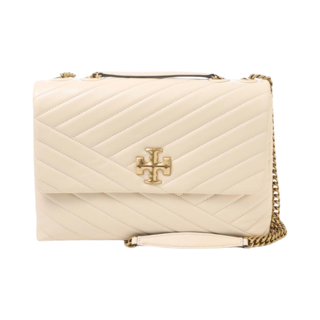 90446-122 Tory Burch Kira Chevron Convertible Shoulder Bag New Cream
