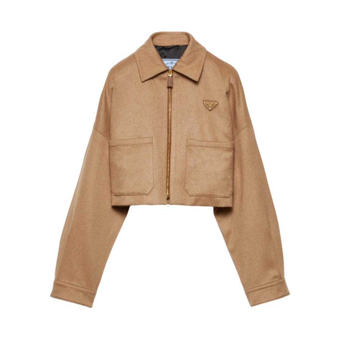 P536O-165-F0040 (W) Prada Camel-Hair Blouson Jacket Camel Brown