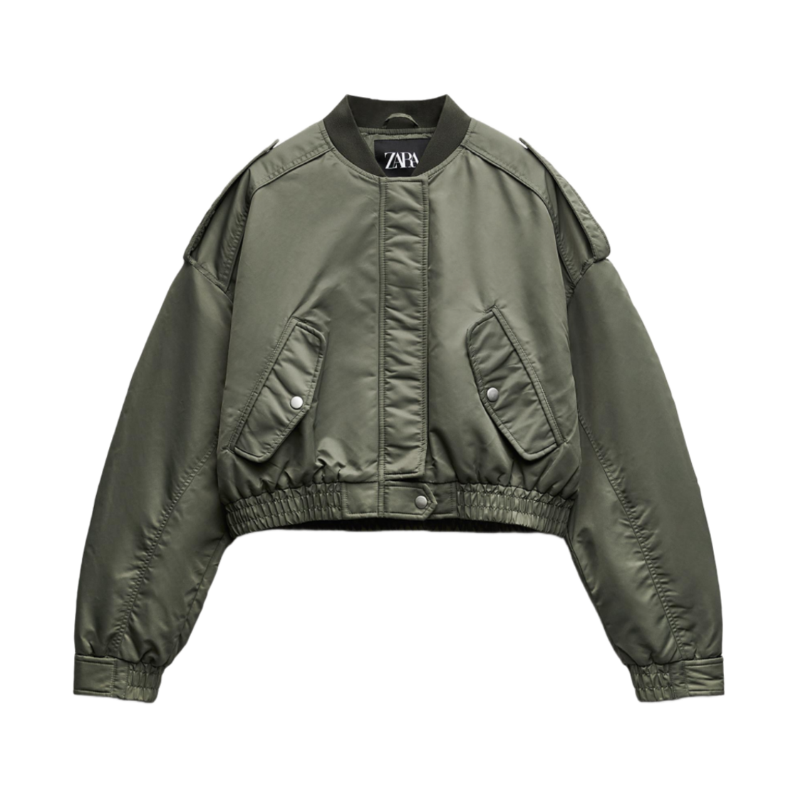 (W) 자라 봄버 자켓 포켓 카키((W) Zara Bomber Jacket with Pockets Khaki)