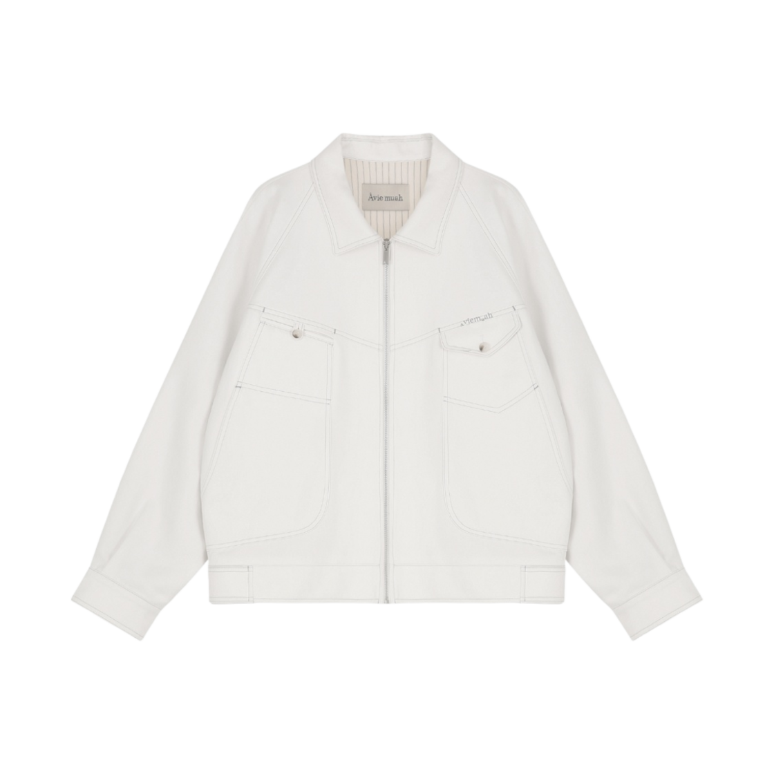 - (W) Aviemuah Stitch Cotton Work Jacket White