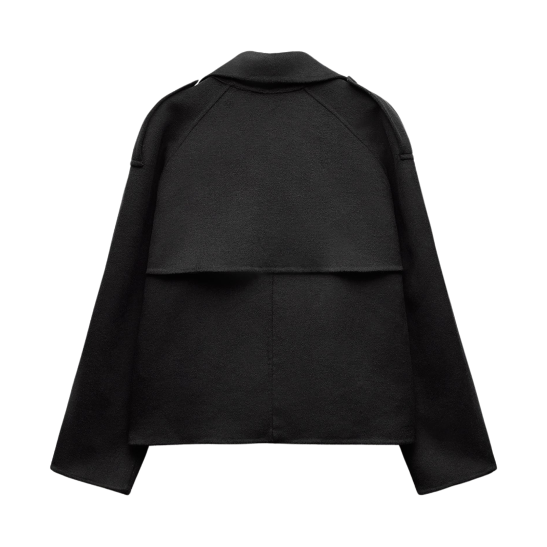 (W) 자라 ZW 컬렉션 크롭드 울 코트 블랙((W) Zara ZW Collection Cropped Wool Coat Black) - 2