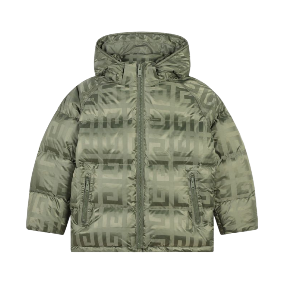 H30363-724 (Kids) Givenchy 4G Logo Puffer Jacket Olive Green