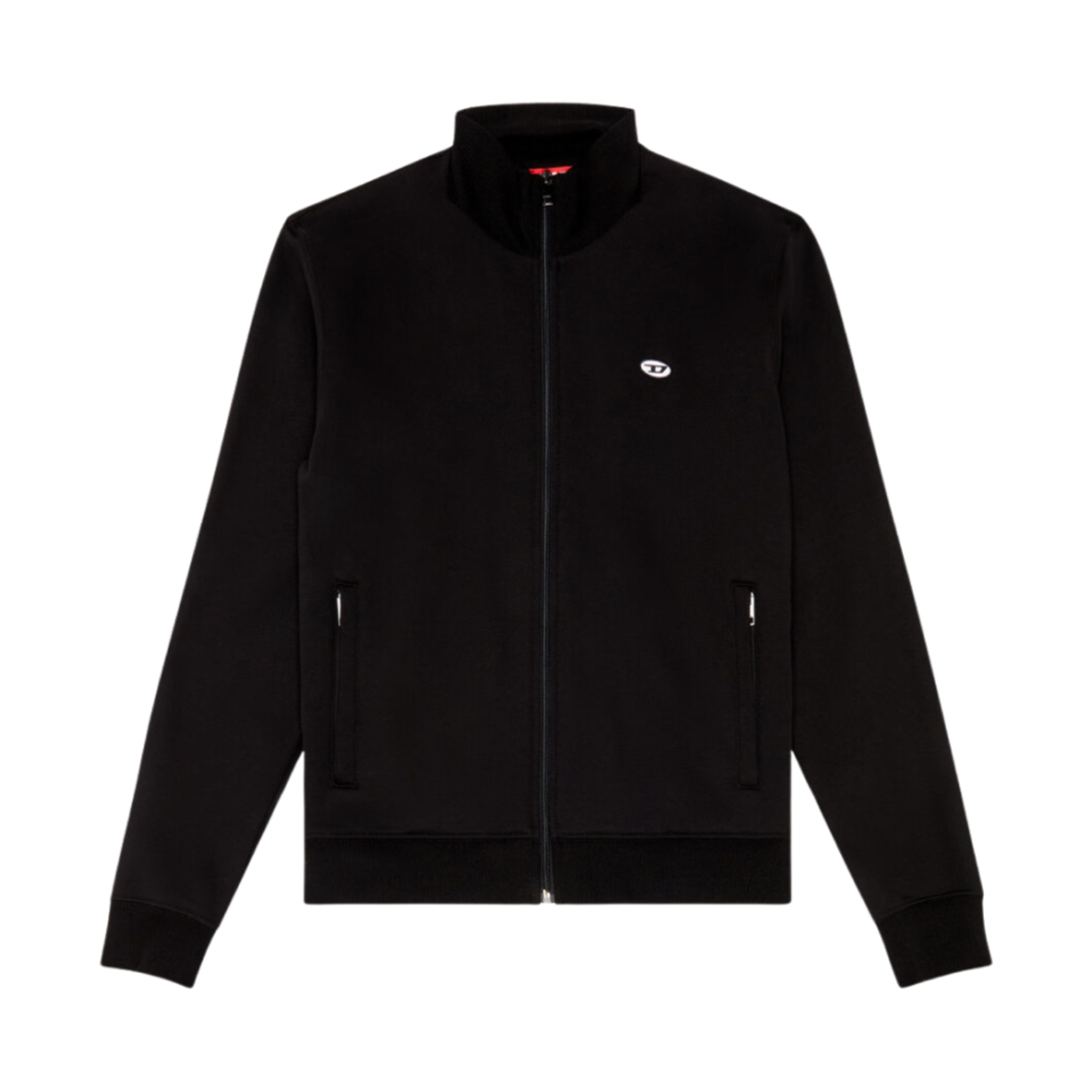 디젤 S-락-도벌-PJ 트랙 자켓 오발 D 패치 블랙(Diesel S-Lock-Doval-PJ Track Jacket with Oval D Patch Black)