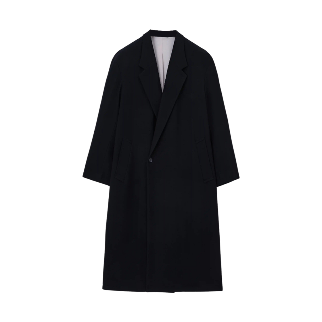 (W) 르메르 소프트 버진 울 트윌 맥시 더블 브레스티드 코트 블랙((W) Lemaire Soft Virgin Wool Twill Maxi Double Breasted Coat Black) - 1