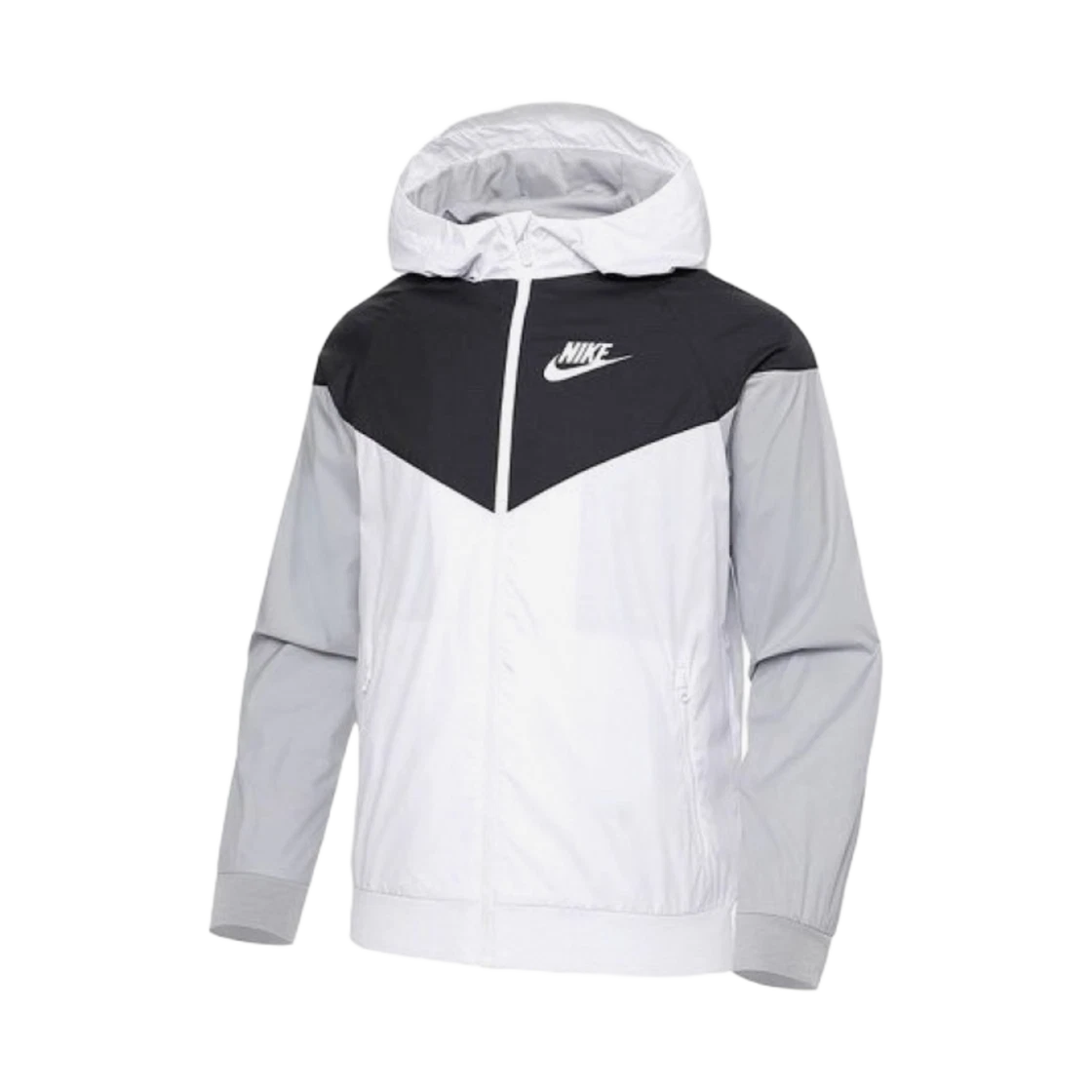 Nike (Kids) Nike NSW Windrunner Jacket White Black Wolf Grey · S