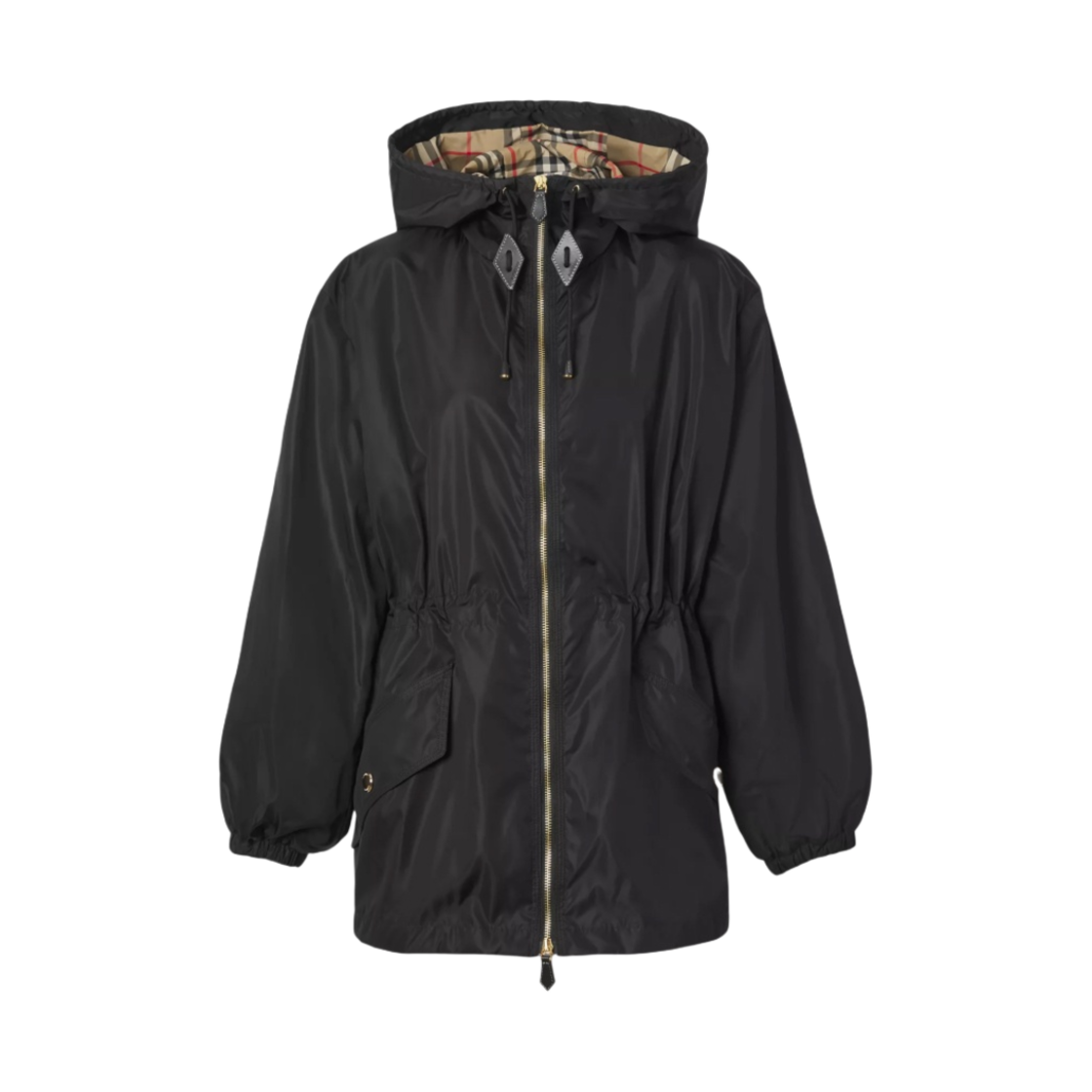 (W) 버버리 나일론 라이트웨이트 후드 자켓 블랙((W) Burberry Nylon Lightweight Hooded Jacket Black)