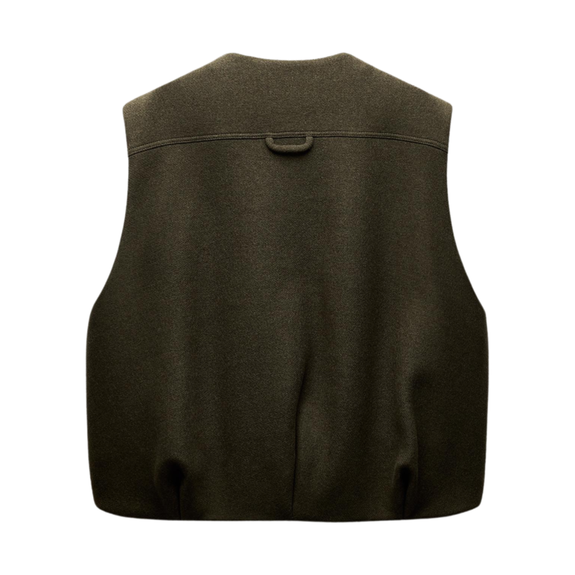 (W) 자라 ZW 컬렉션 울 블렌드 볼루미너스 웨이스트코트 카키((W) Zara ZW Collection Wool Blend Voluminous Waistcoat Khaki) - 2