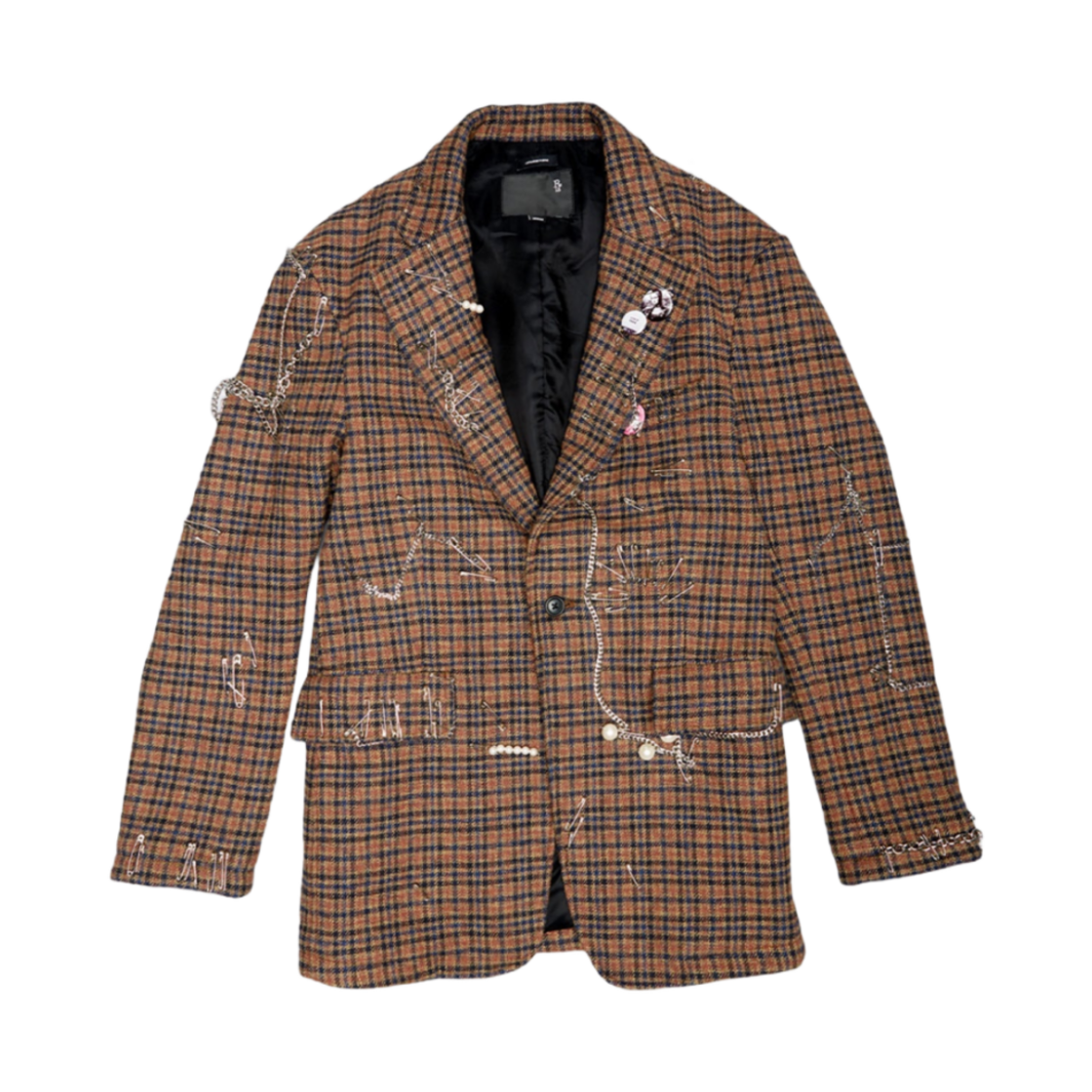 R13WR336-R427A (W) R13 Pincushion Blazer Brown Plaid