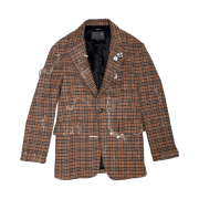 (W) R13 Pincushion Blazer Brown Plaid