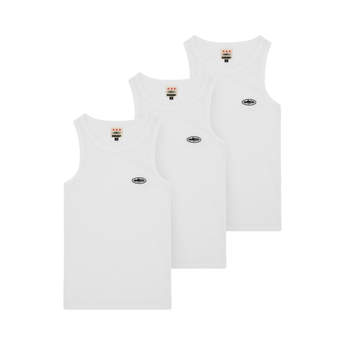 코르테이즈 HMP 에센셜 탱크 탑 화이트 (3팩)(Corteiz HMP Essentials Tank Top White (3 Pack))
