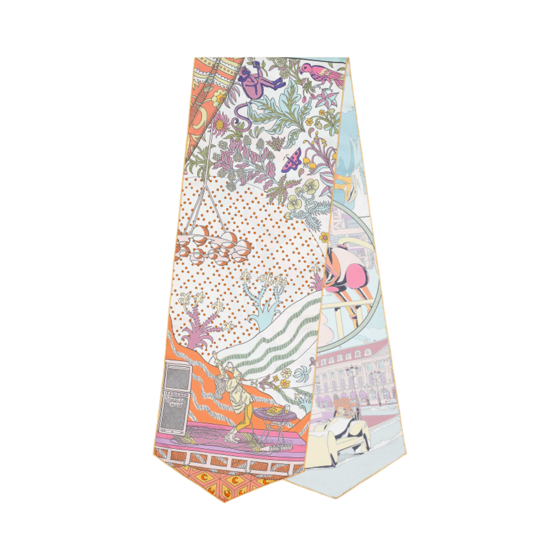 (W) 에르메스 르 프리미어 샹 와우 실크 머플러 모브 블랑 블루 글라시에((W) Hermes Le Premier Chant Wow Silk Muffler Mauve Blanc Bleu Glacier) - 1