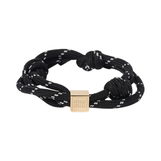 5IB538-3L74-F0002 (W) Miu Miu Cord Bracelet Black