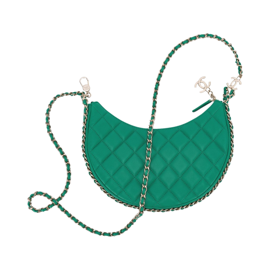 샤넬 스몰 호보 백 램스킨 & 샤이니 라이트 골드 메탈 그린(Chanel Small Hobo Bag Lambskin & Shiny Light Gold Green) - 3