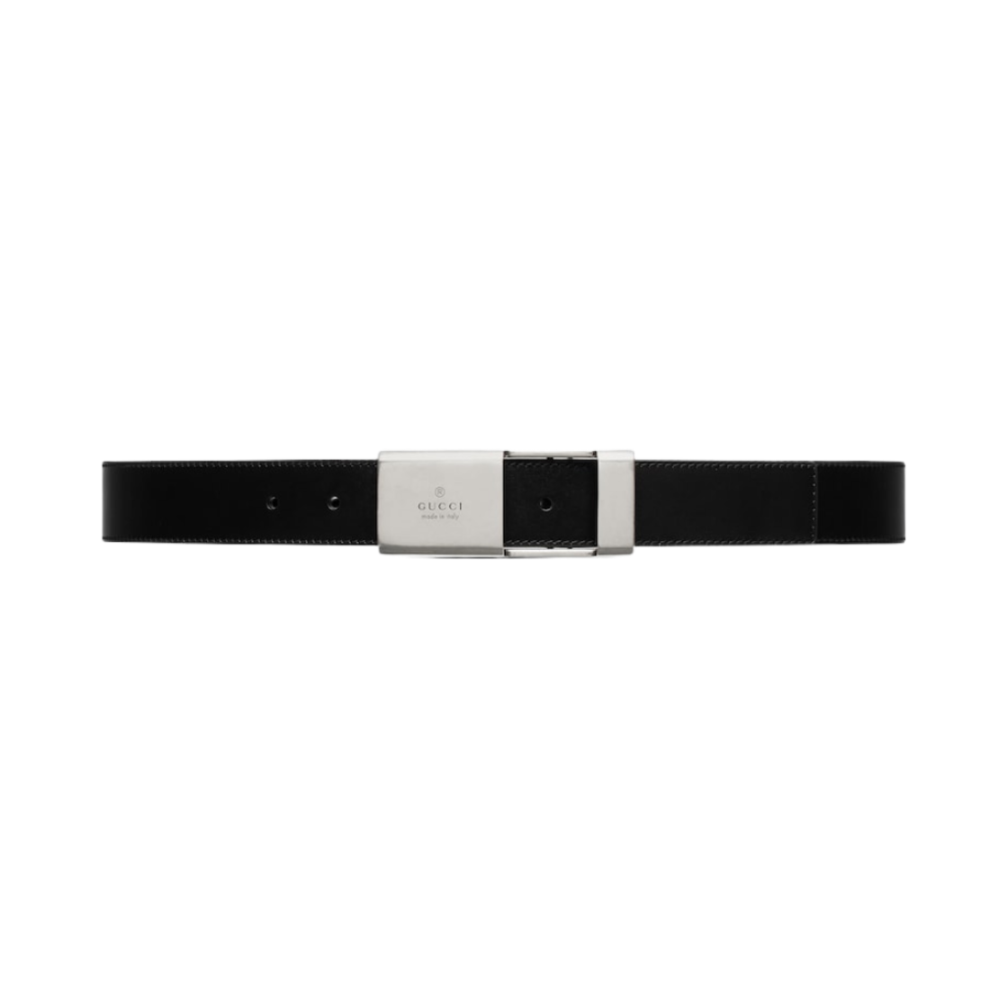 793761-0YA0X-1000 Gucci Plaque Buckle Belt Black