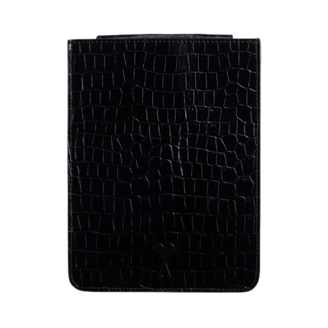 아미 스몰 하트 로고 크로커다일 엠보스 레더 버티컬 파우치 블랙(AMI de Coeur Vertical Pouch in Crocodile Embossed Leather Black)