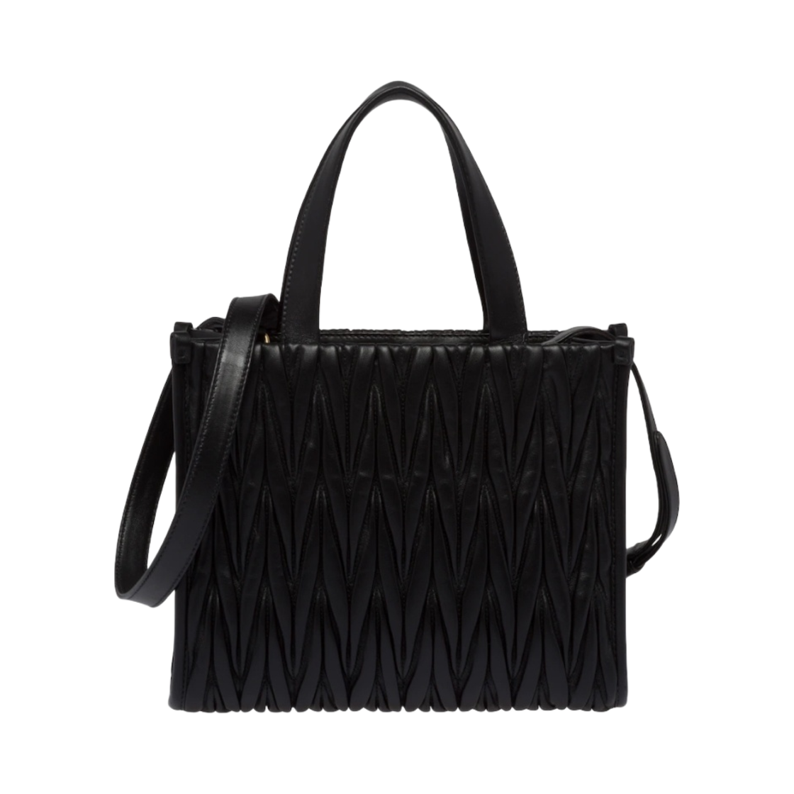 미우 미우 마테라쎄 나파 가죽 토트백 블랙(Miu Miu Matelasse Nappa Leather Tote Bag Black) - 2